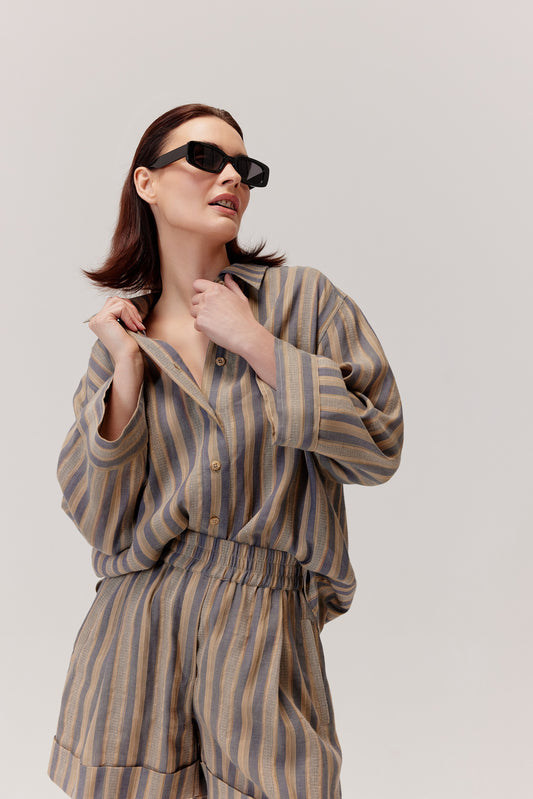 Nebo striped linen shorts