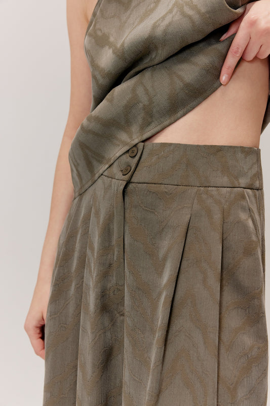 Flam olive viscose and lyocell trousers