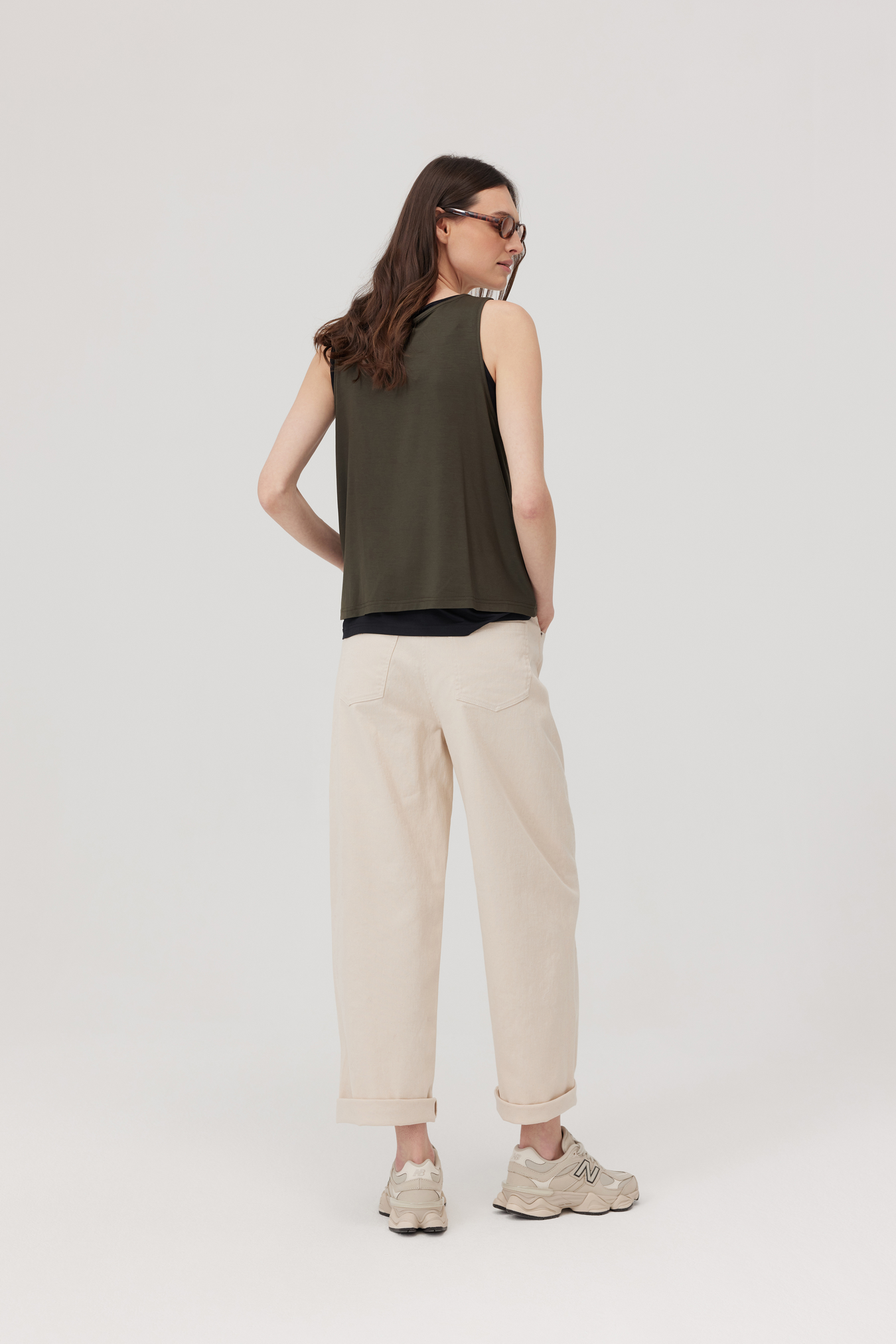 Lag khaki double-layer top
