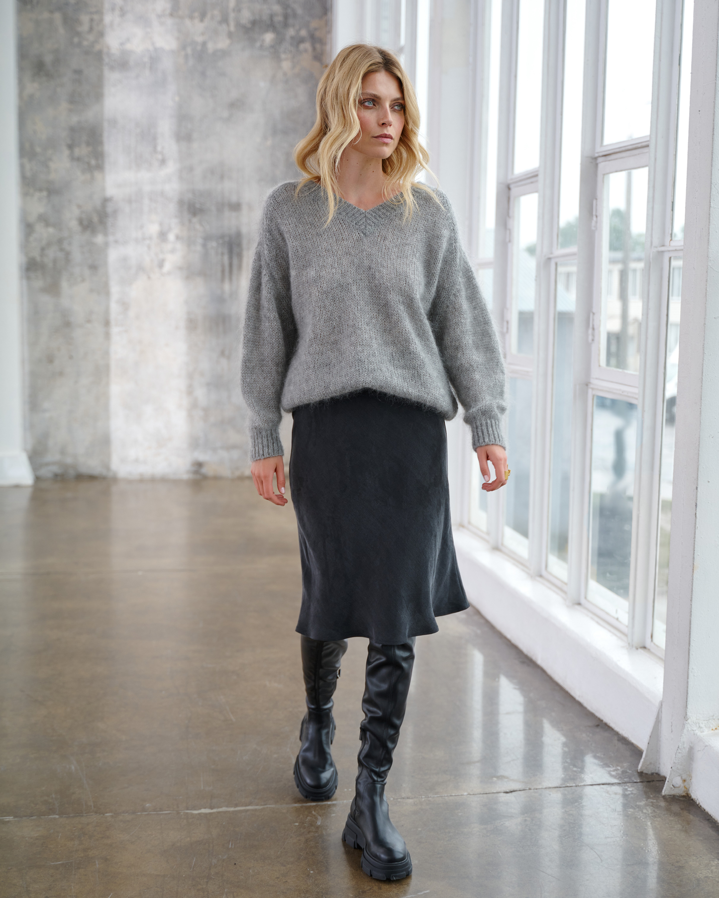 Sweter baby moher Rosini Szary