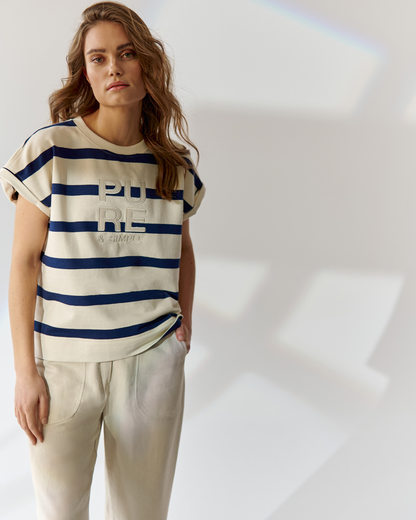 T-Shirt Gubi Paski Ecru