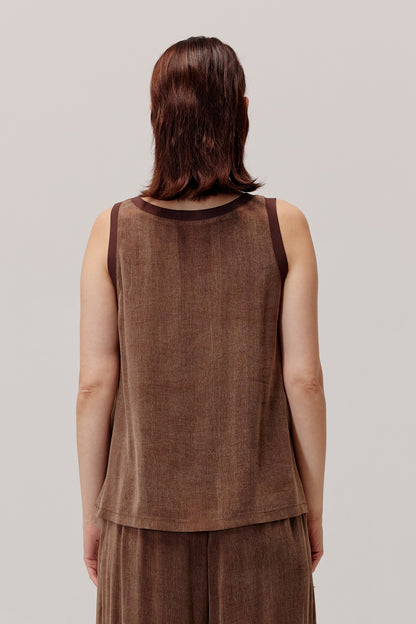 Top Figro en viscose et lyocell, marron