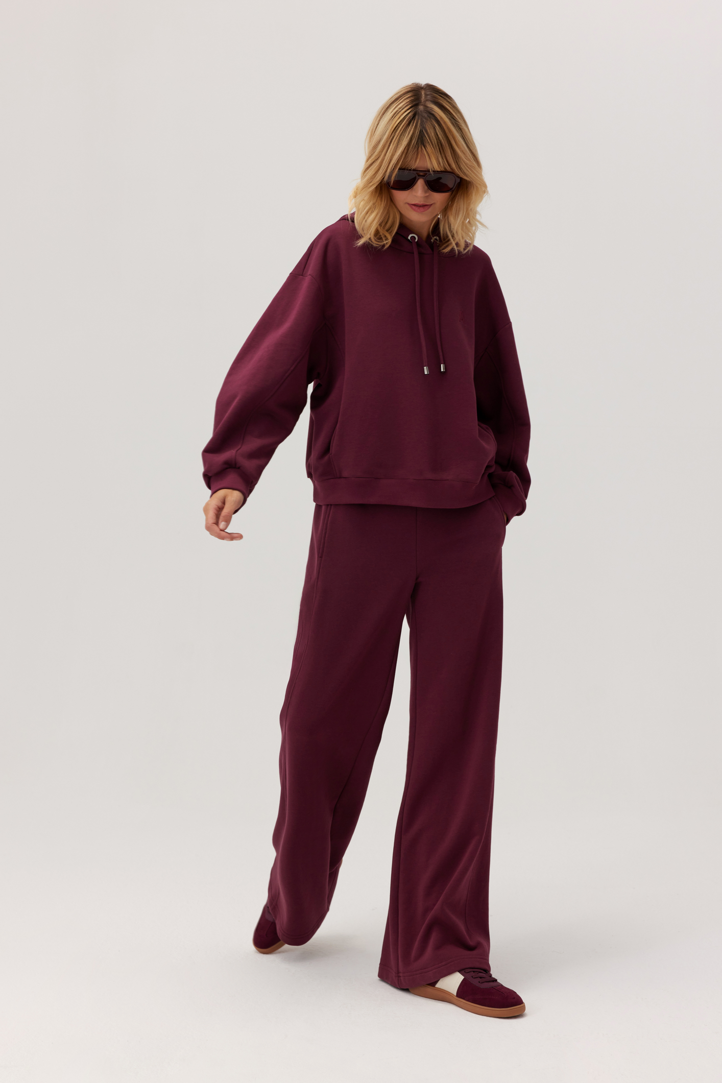 Bluza bawełniana Kandu burgundowa