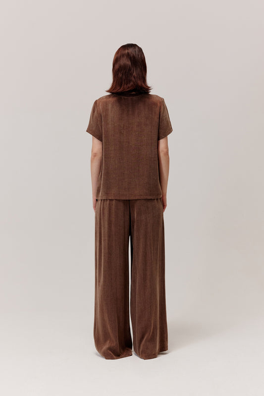 Figro brown viscose and lyocell trousers