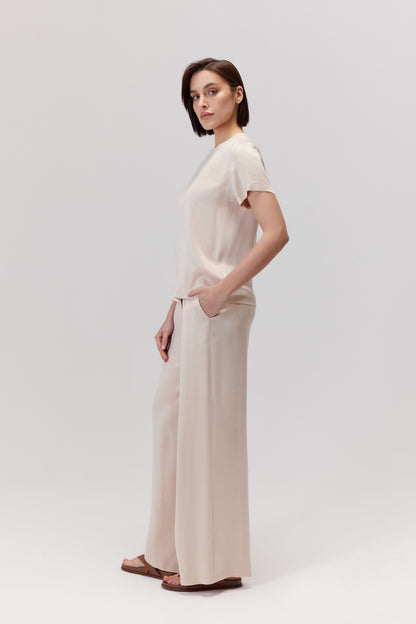 Figro pink viscose and lyocell trousers