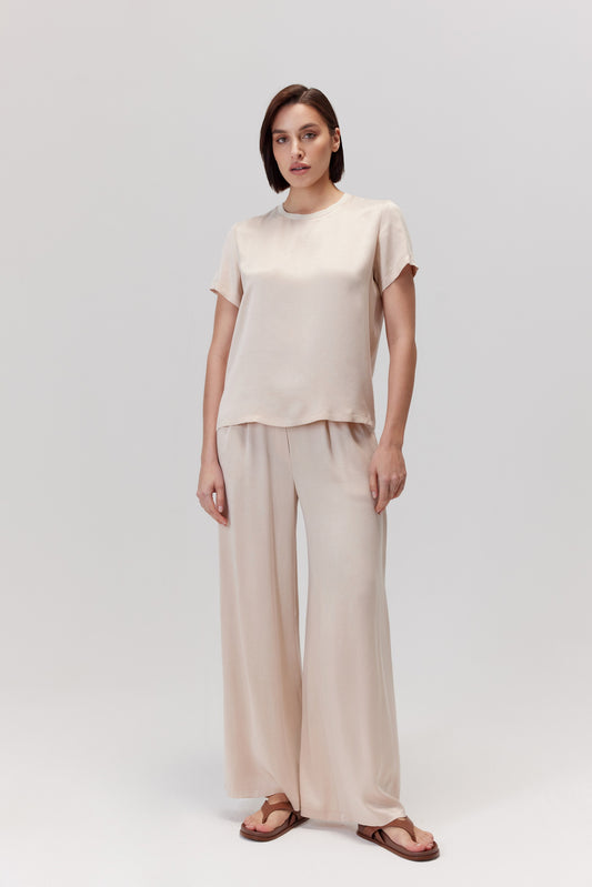 Figro pink viscose and lyocell trousers