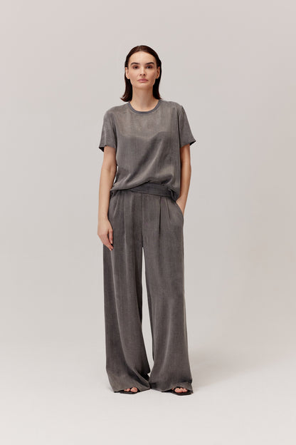 Figro grey viscose and lyocell trousers