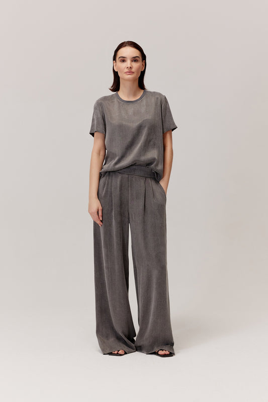 Figro grey viscose and lyocell trousers
