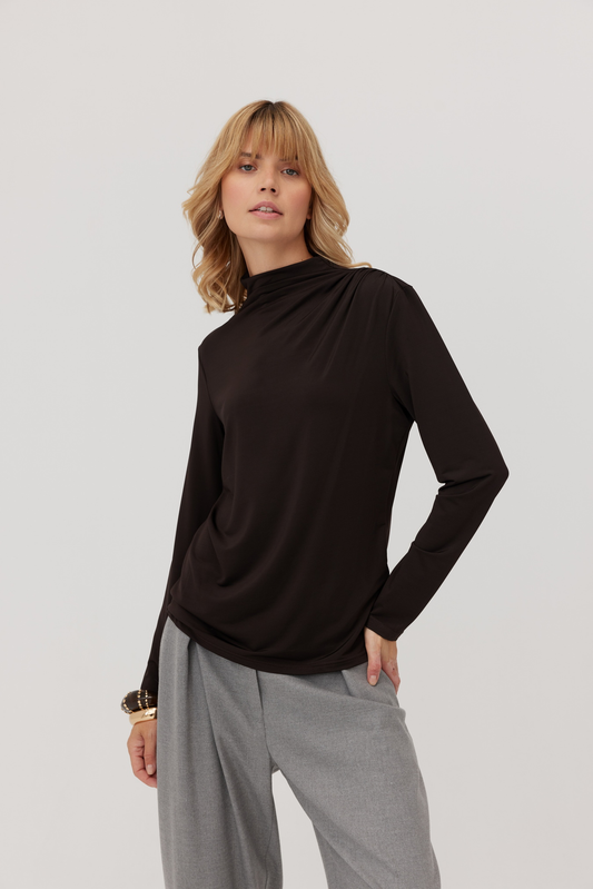 Jett Brown Turtleneck Blouse