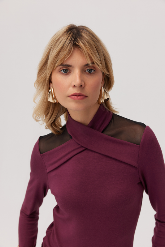 Voga burgundy knitted blouse