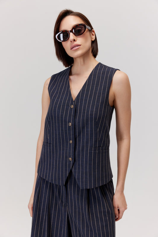 Gilet rayé bleu marine Noti
