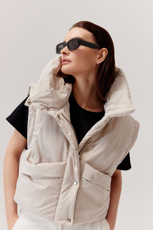 Gilet à capuche beige Pixi