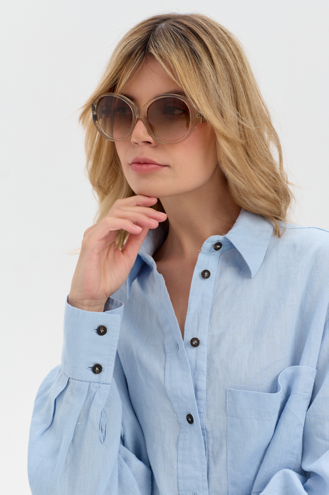 Chemise en lin Delgado bleu clair