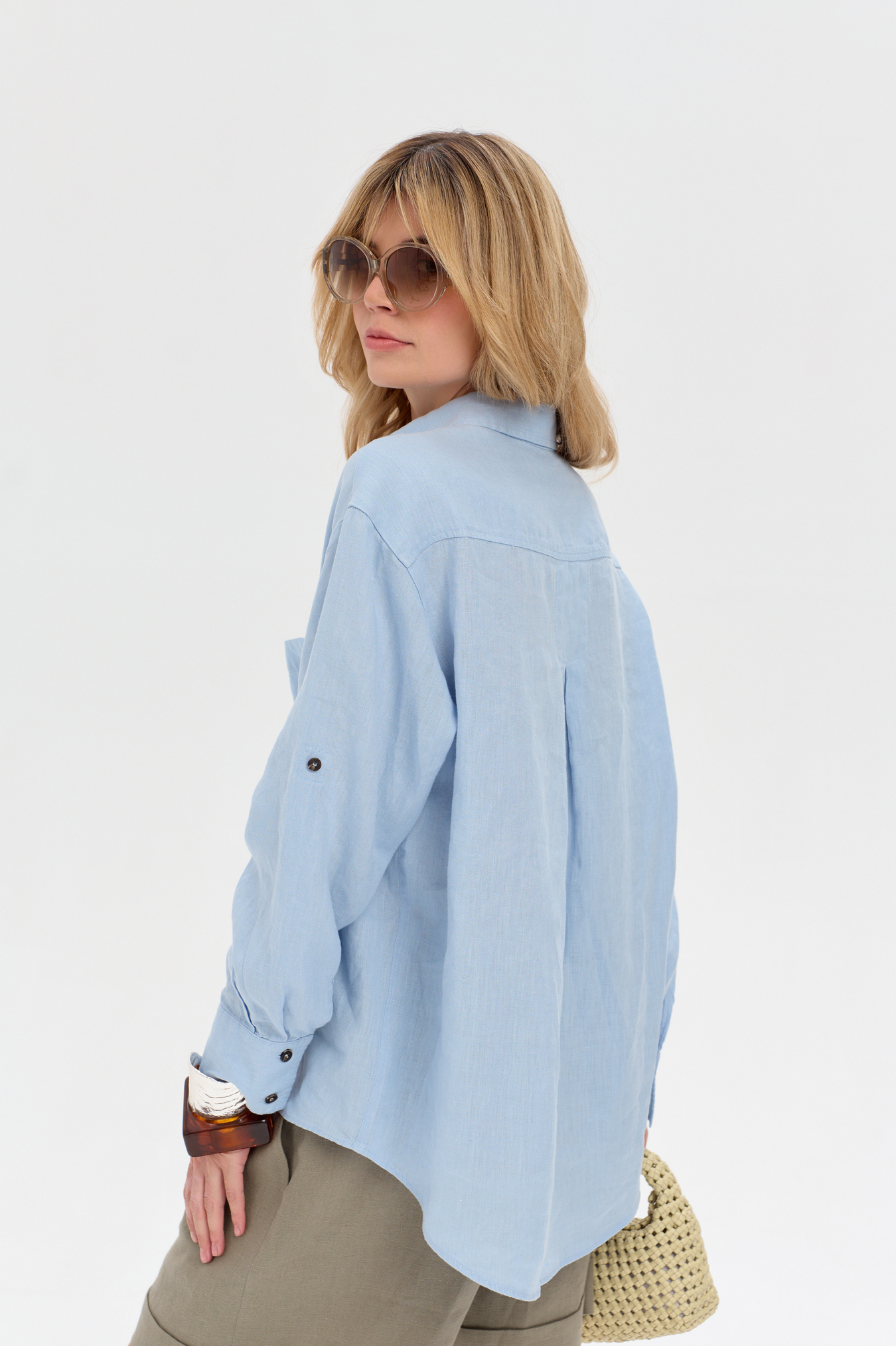 Chemise en lin Delgado bleu clair