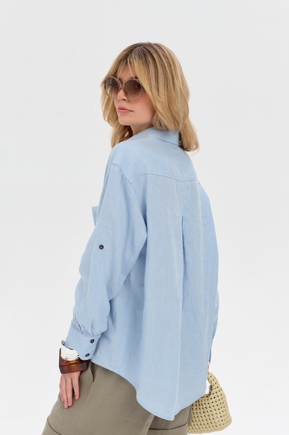 Chemise en lin Delgado bleu clair