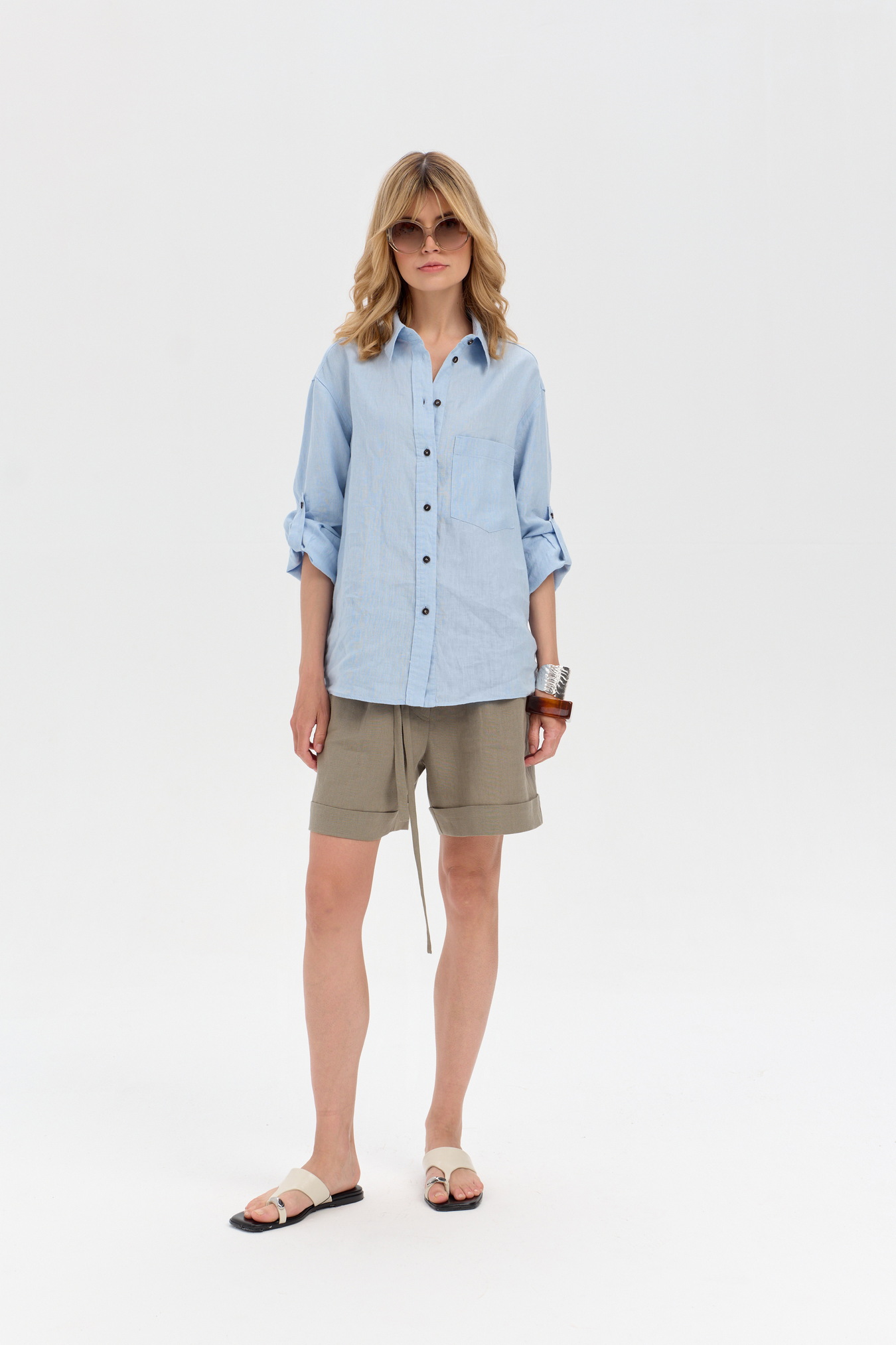 Chemise en lin Delgado bleu clair