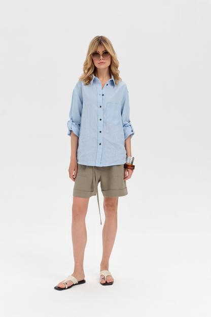 Chemise en lin Delgado bleu clair