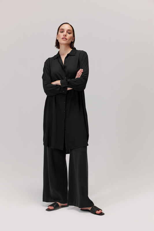Chemise Mira en viscose, noire