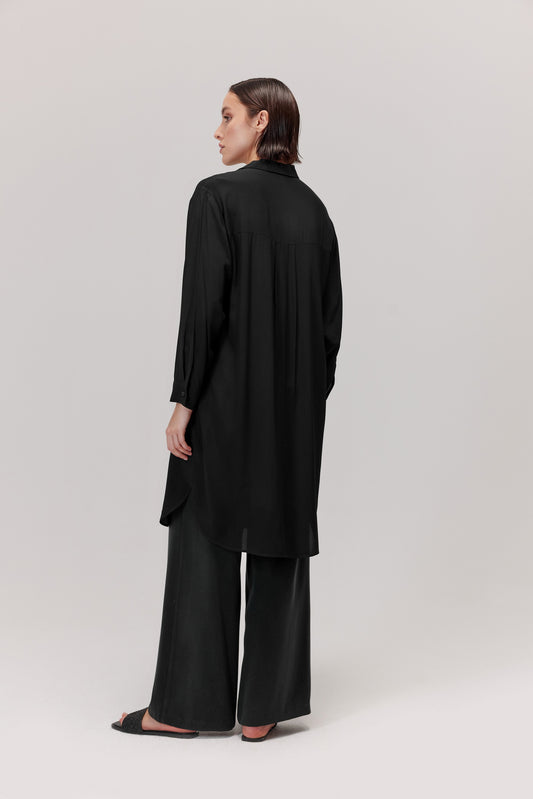 Chemise Mira en viscose, noire