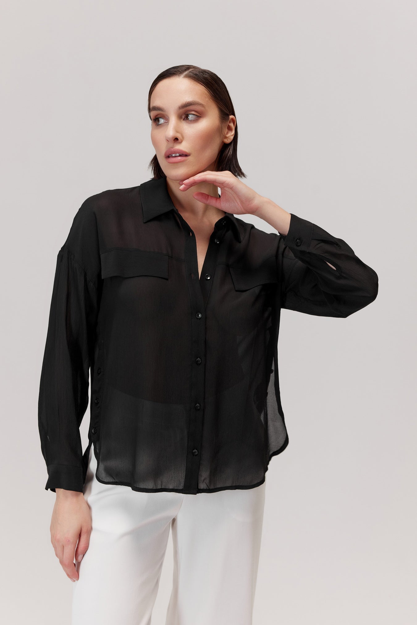 Side viscose shirt black