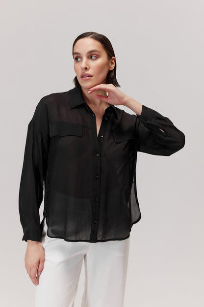 Side viscose shirt black