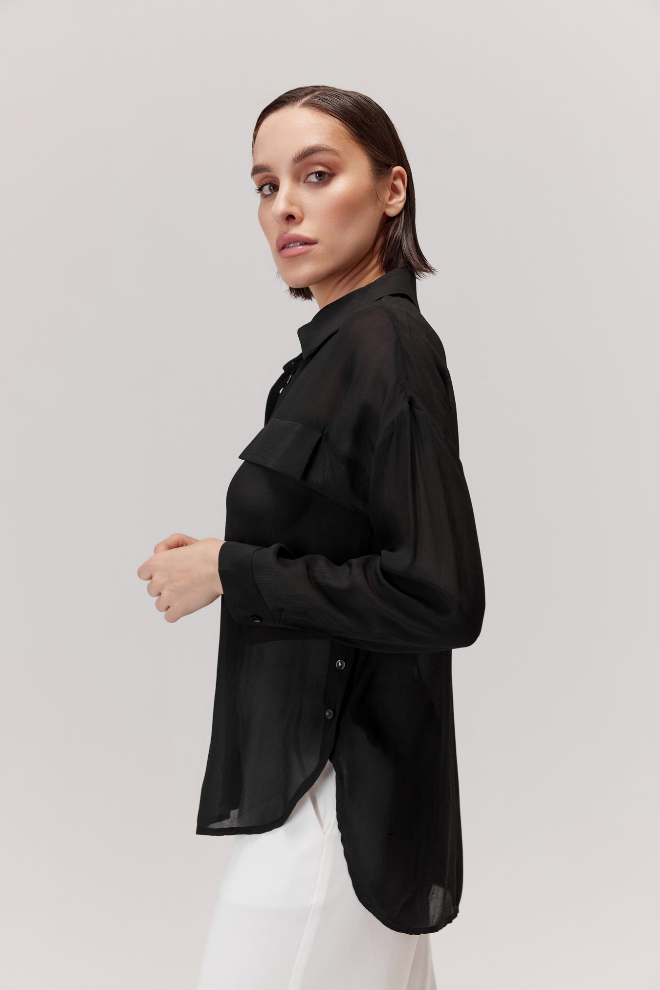 Side viscose shirt black