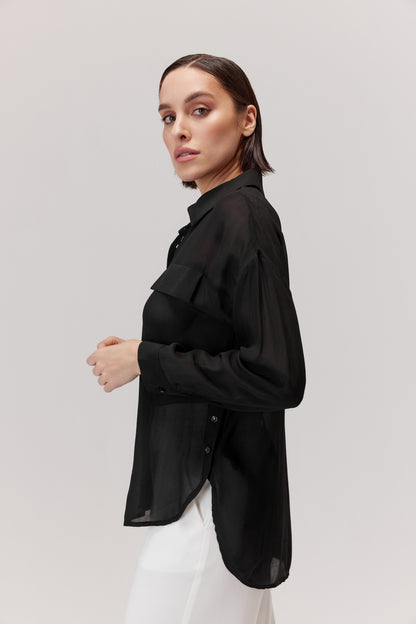 Side viscose shirt black