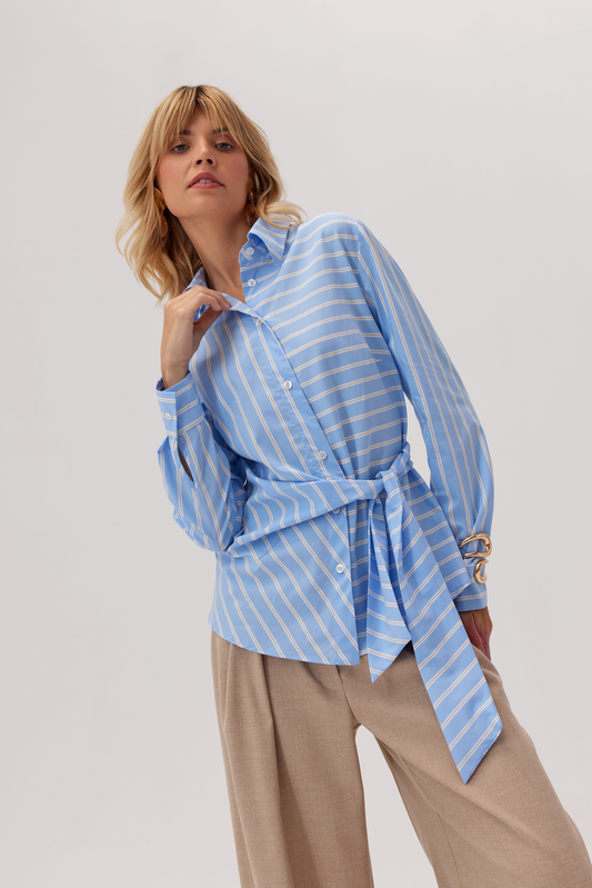 Chemise en popeline fantaisie à rayures