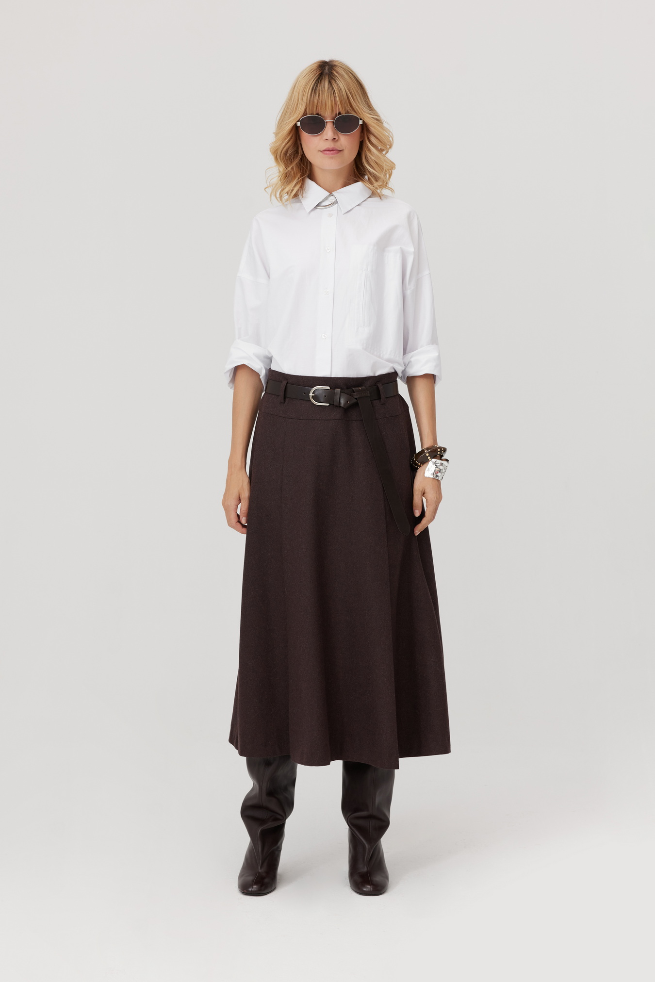 Jupe midi en laine Nomad