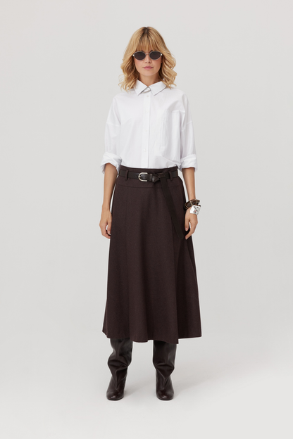 Jupe midi en laine Nomad