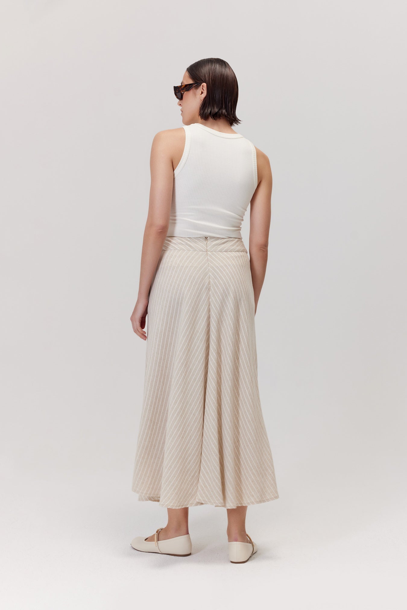 Jupe Sigma beige en viscose et lin