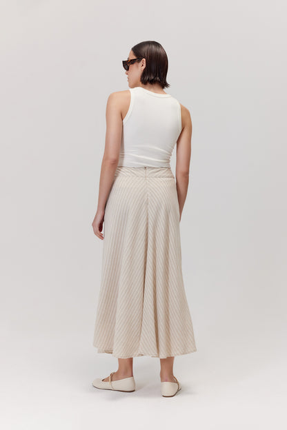 Jupe Sigma beige en viscose et lin