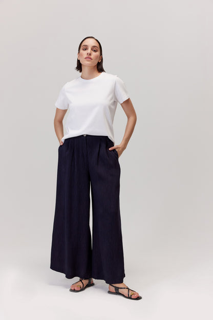 Aria pleated trousers navy blue