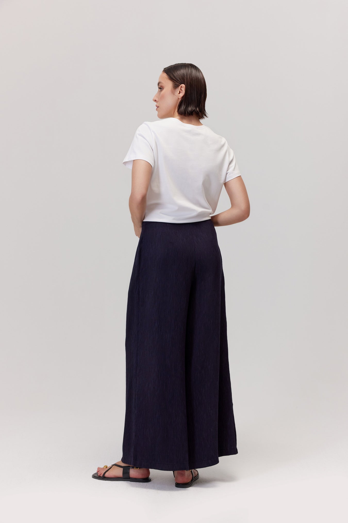 Aria pleated trousers navy blue