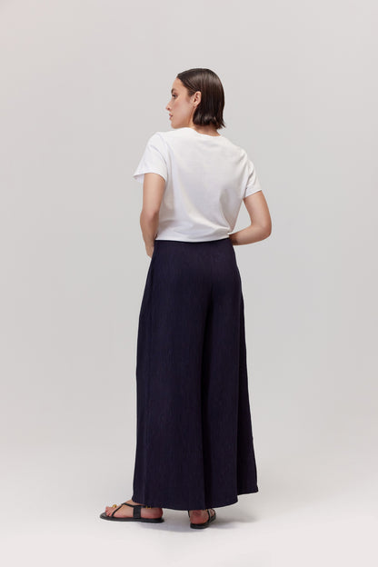 Aria pleated trousers navy blue