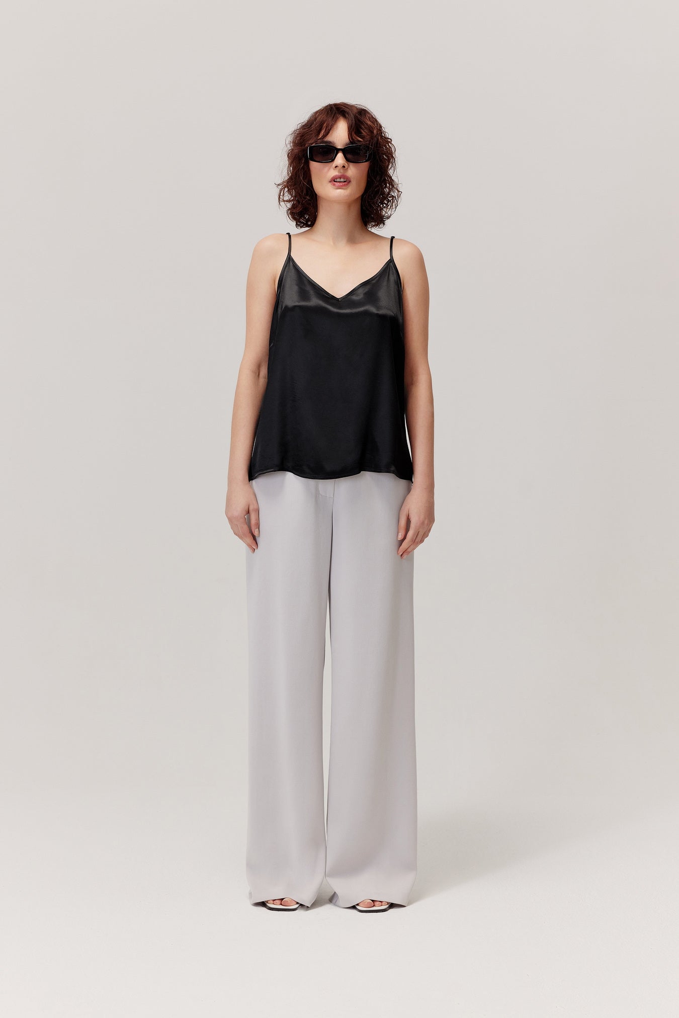 Satino black strappy top 