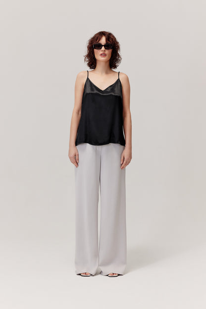 Satino black strappy top 