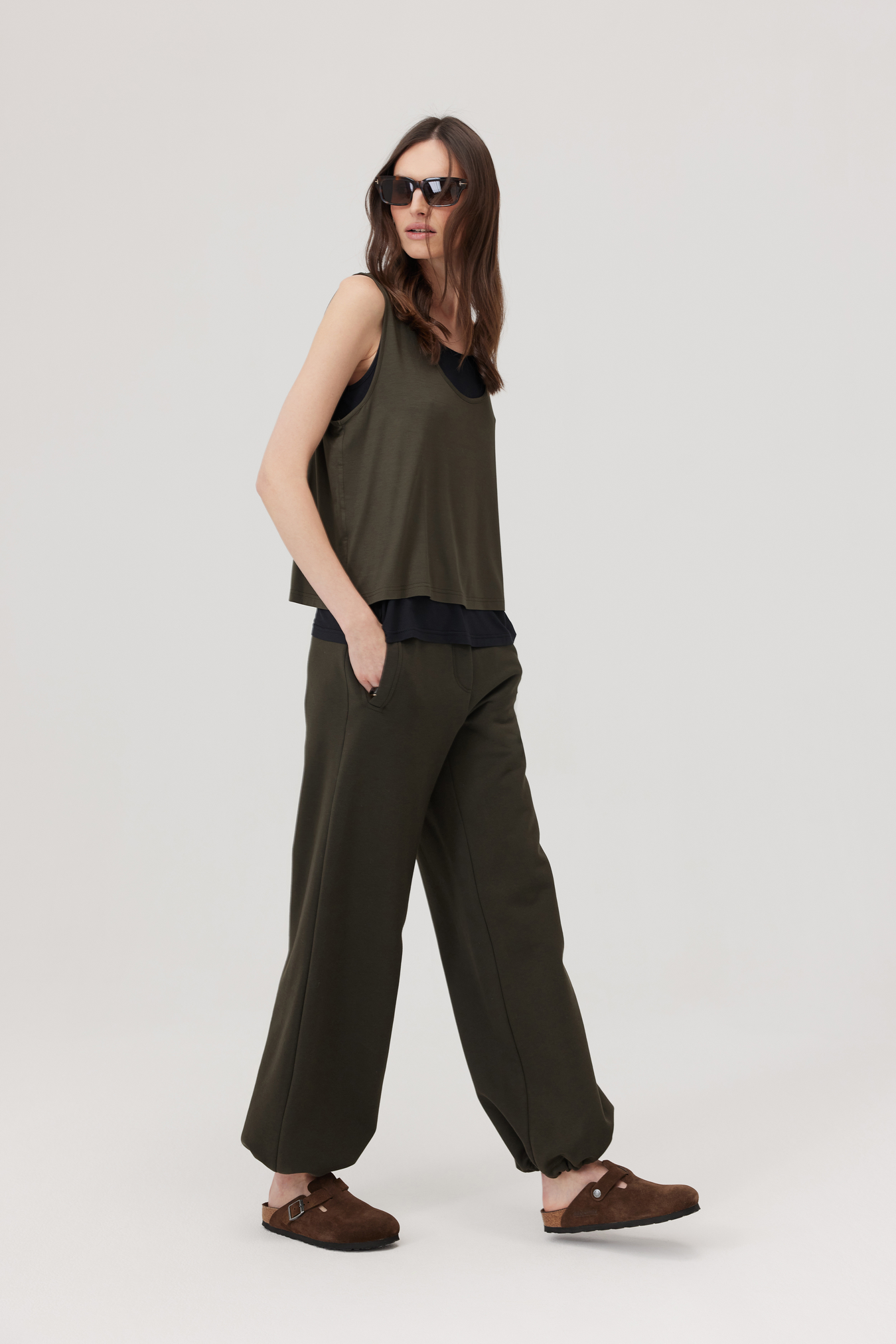 Lag khaki double-layer top