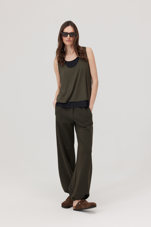 Top double couche Lag kaki