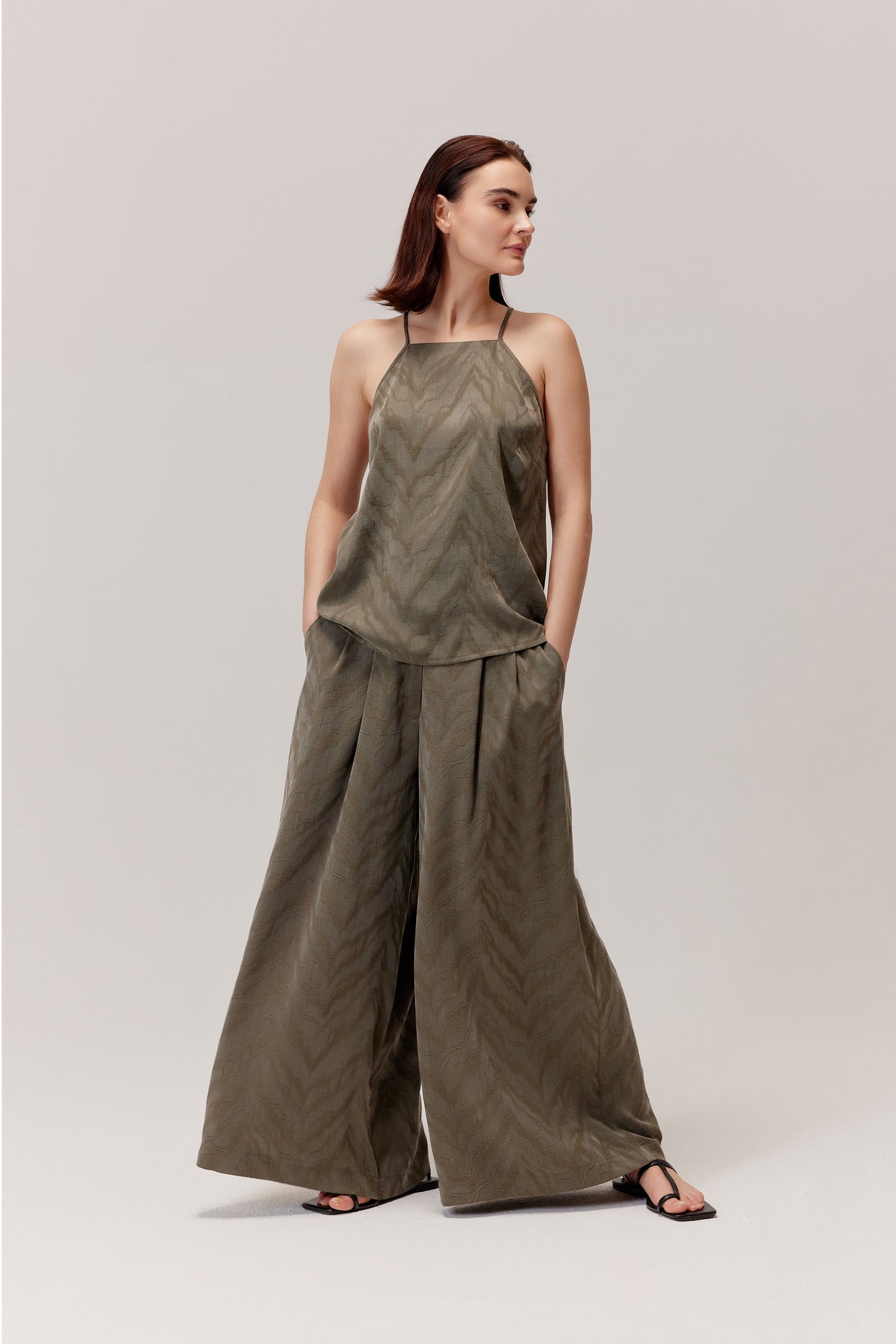 Pantalon Flam en viscose et lyocell olive