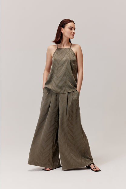 Pantalon Flam en viscose et lyocell olive