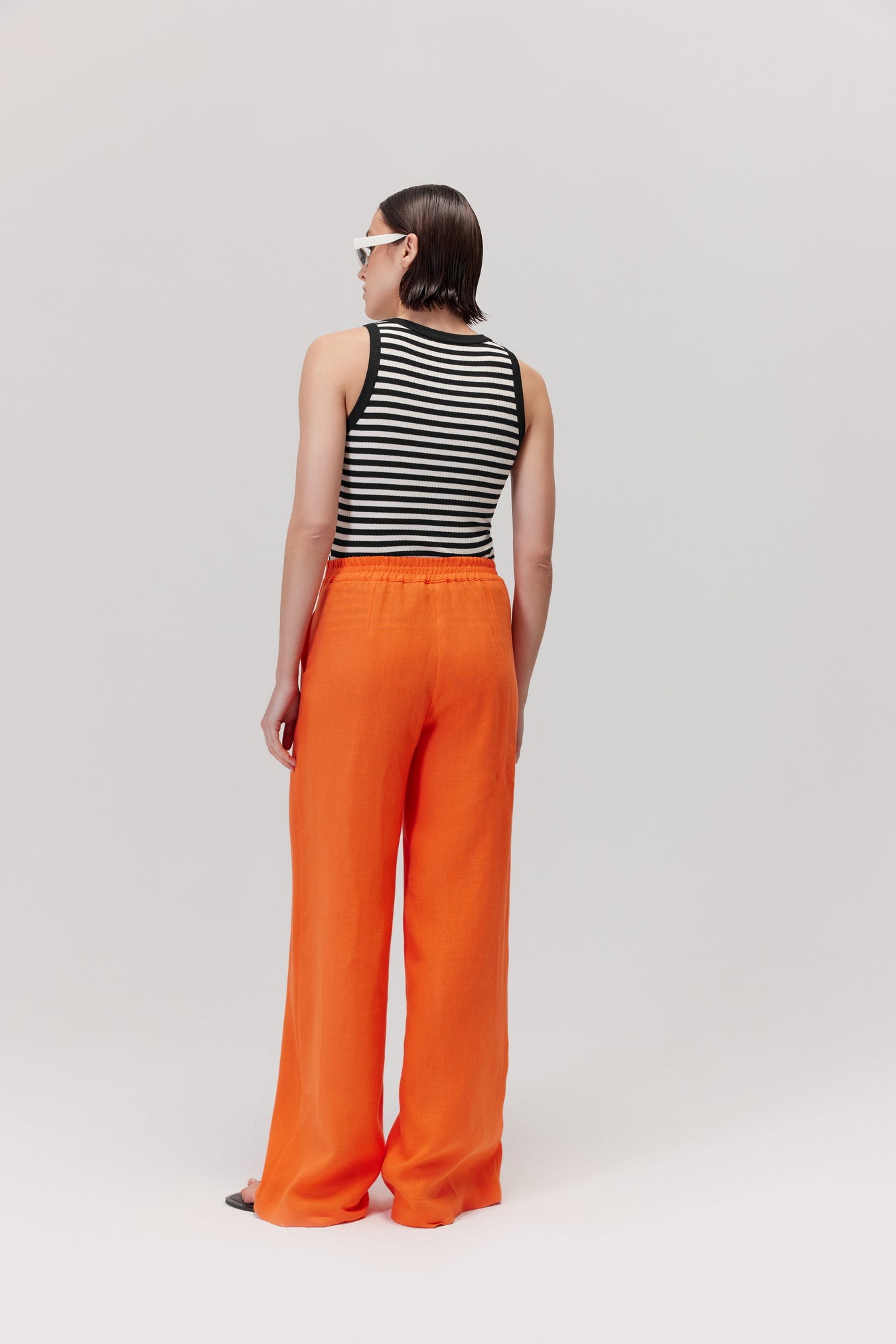 Pantalon en lin orange Lugo