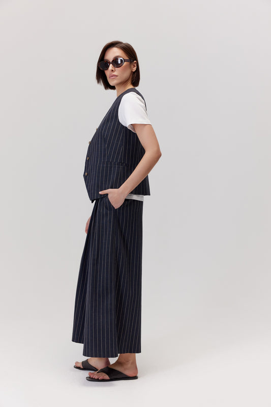 Granatowe spodnie tylu culottes Noti