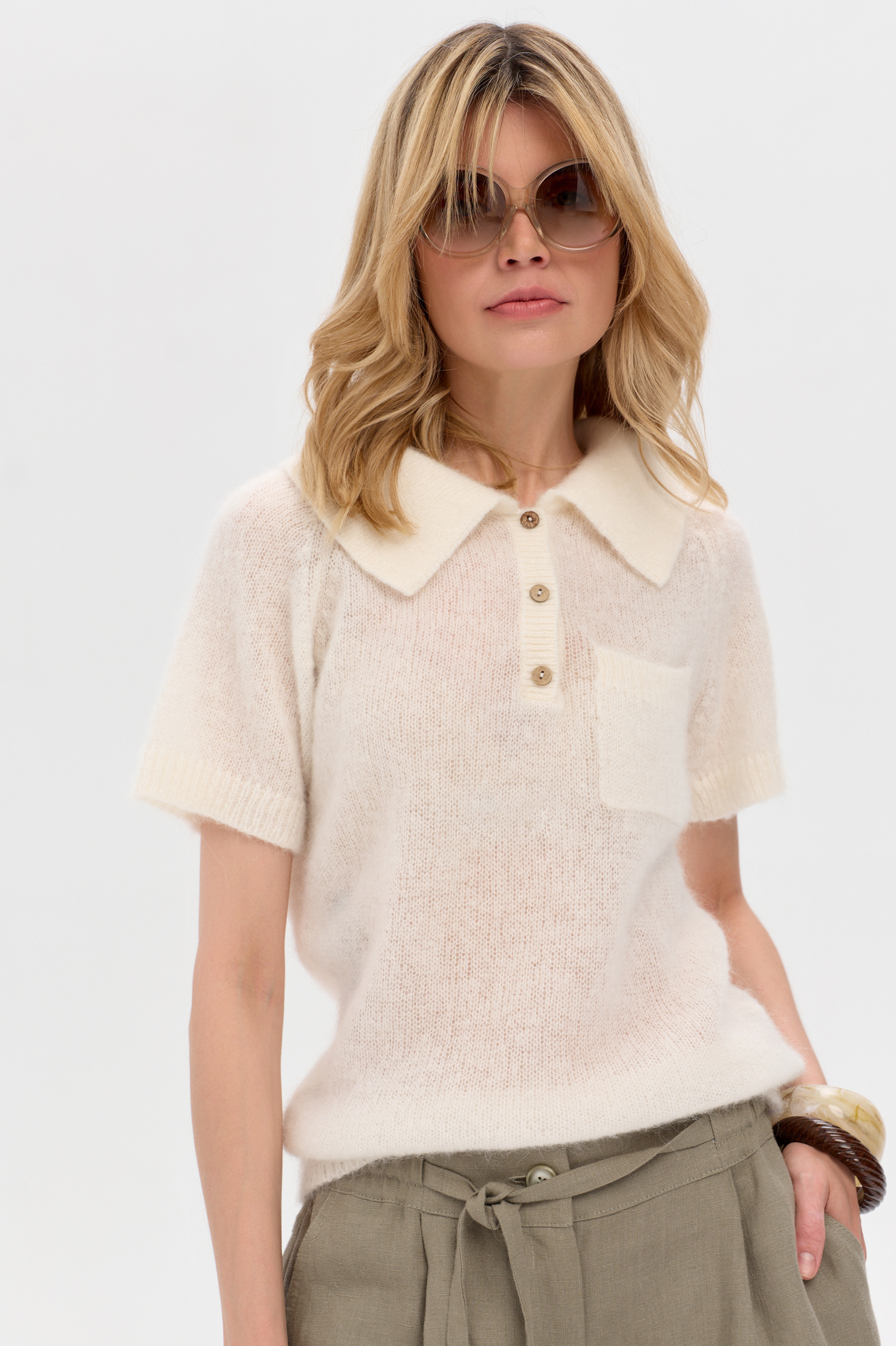 Clod ecru alpaca polo sweater