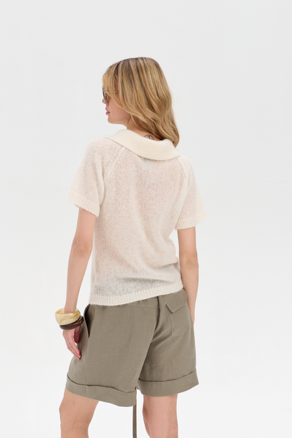 Clod ecru alpaca polo sweater