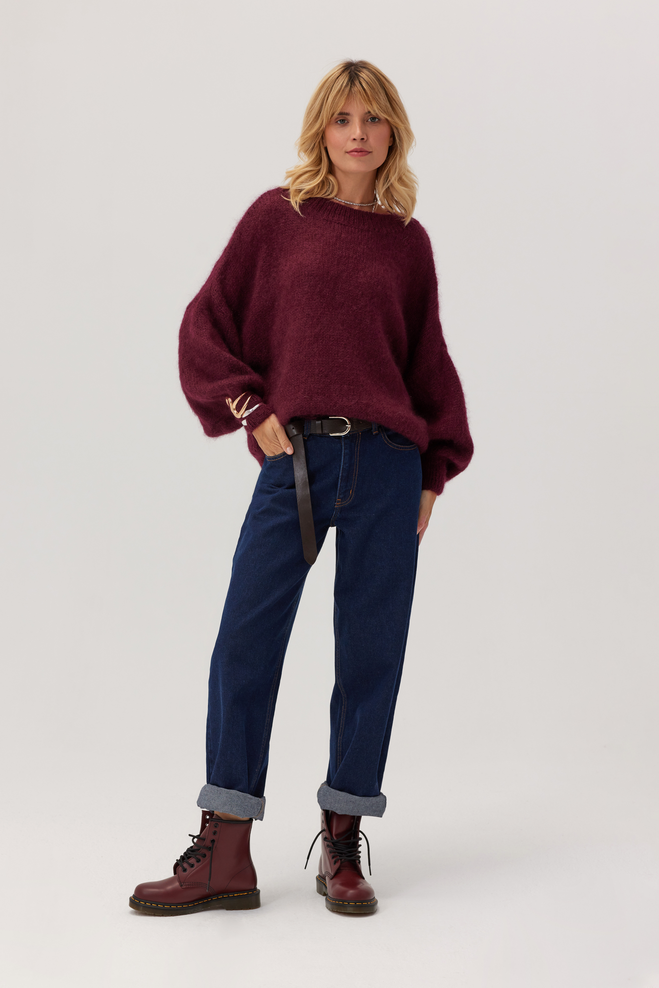Ultra-soft baby mohair sweater Futuro burgundy