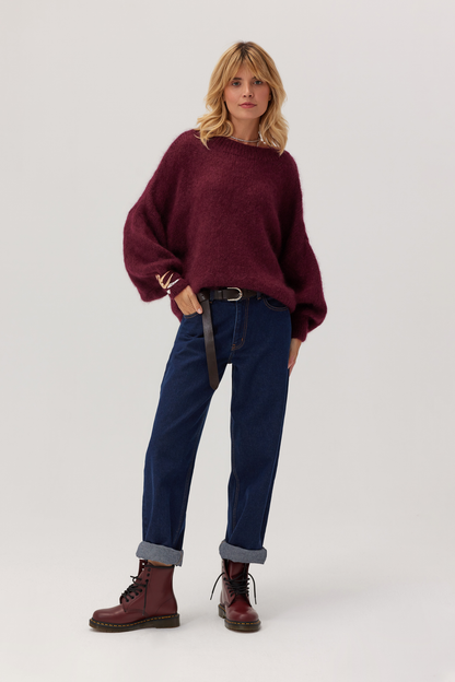 Ultra-soft baby mohair sweater Futuro burgundy
