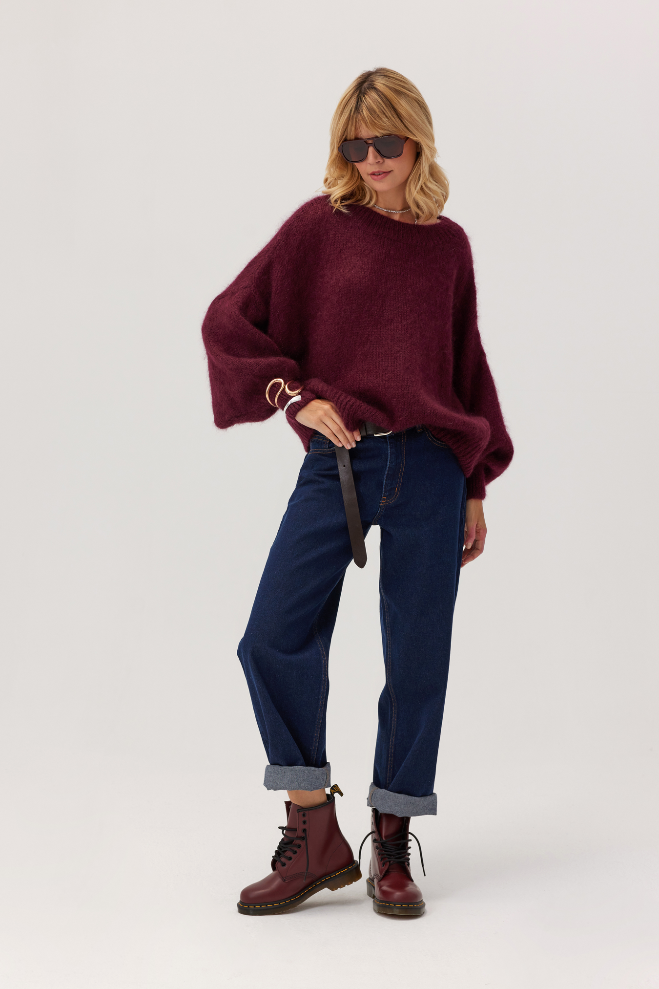 Ultra-soft baby mohair sweater Futuro burgundy