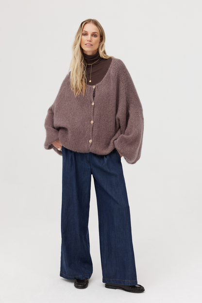 Sweter z moherem Harington mocca