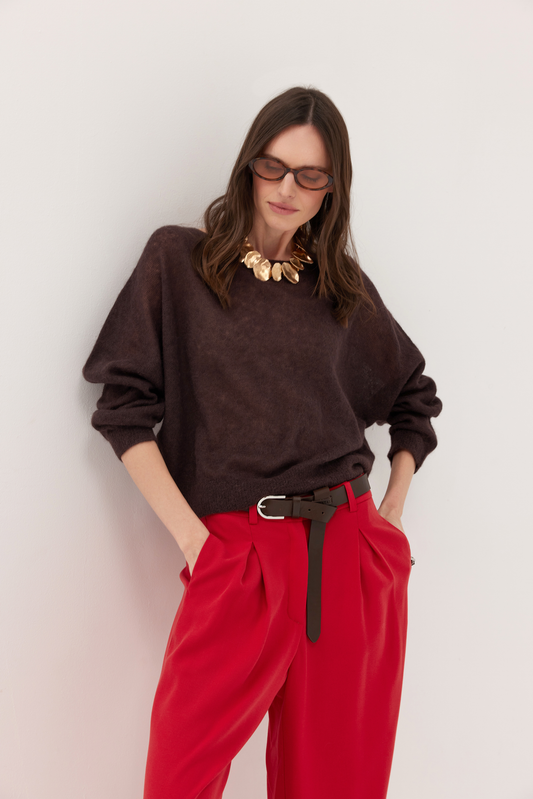 Sweter z alpaką Kelly brąz